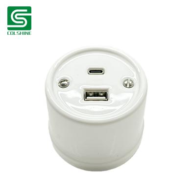 Porcelain USB outlet socket