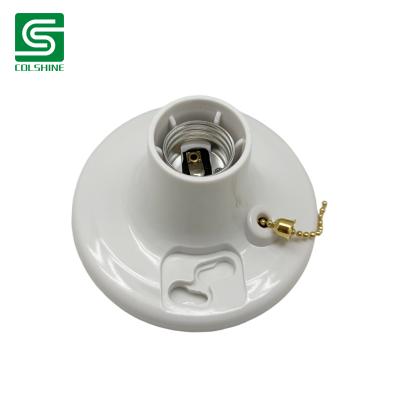 China OEM White E26 Round Plastic Base Screw Light Bulb Lamp Socket Holder Electrical Keyless Bulb Fitting Fabricante