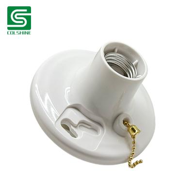 China OEM Round E27 LED Light Bulb Holder Round Square Fitting Socket Plastic Ceiling Lamp Holder Fabricante
