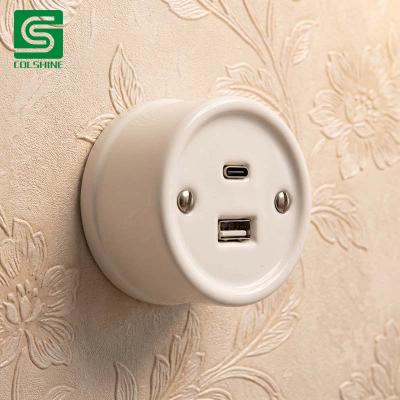 Porcelain USB outlet socket