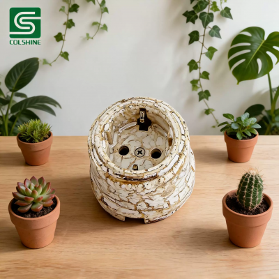 China OEM Antique Style Ceramic Socket with Durable Porcelain Construction for Home Decoration and Creative Lighting Installations Fabricante